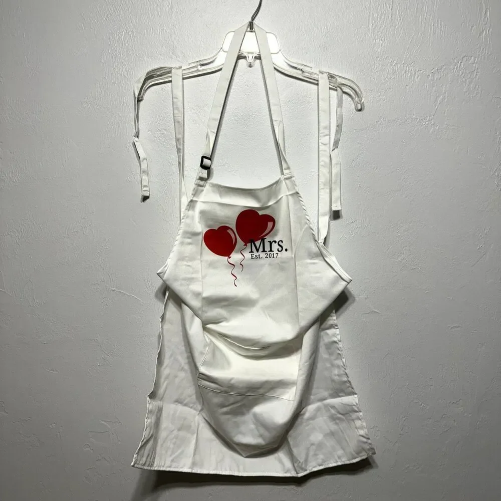 New Aprons Mr. & Mrs. Est 2017 White Black Wedding Engagement Bridal Shower Gift